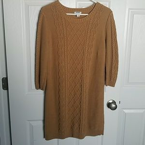 Old Navy camel-colored cable knit sweater dress
